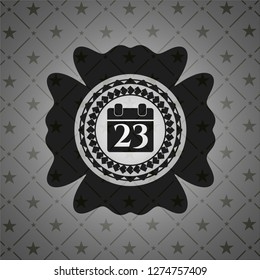 calendar icon inside dark emblem