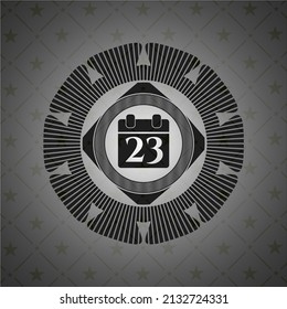 icono de calendario dentro del emblema oscuro. 