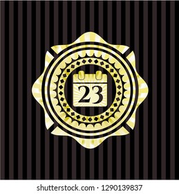 calendar icon inside gold shiny badge