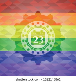 calendar icon inside lgbt colors emblem 