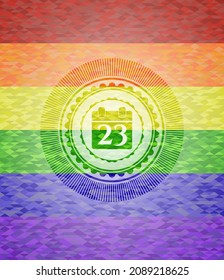 calendar icon inside lgbt colors emblem. 