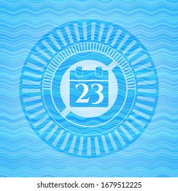 icono del calendario dentro del fondo del emblema azul claro.
