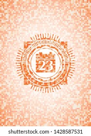 calendar icon inside orange mosaic emblem with background