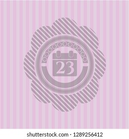 calendar icon inside pink emblem