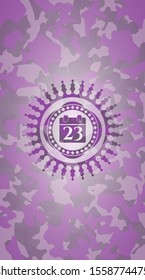 calendar icon inside pink and purple camo texture