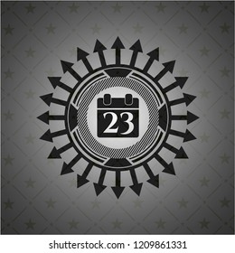 calendar icon inside realistic black emblem