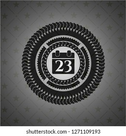 calendar icon inside realistic dark emblem