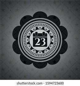 calendar icon inside realistic dark emblem