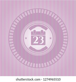calendar icon inside realistic pink emblem