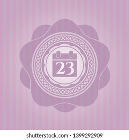 calendar icon inside realistic pink emblem