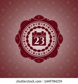 calendar icon inside realistic red emblem