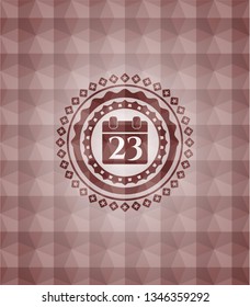 calendar icon inside red badge with geometric pattern background. Seamless.