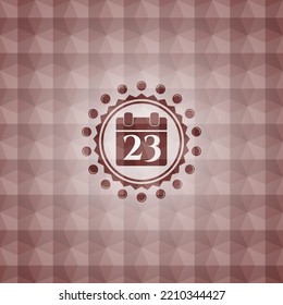 calendar icon inside red badge with geometric pattern background. Seamless. 