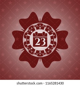 calendar icon inside red emblem