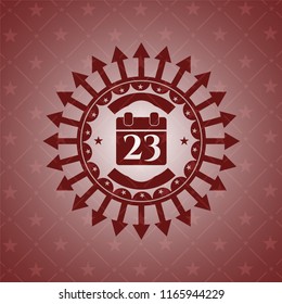calendar icon inside red emblem