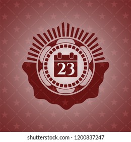 calendar icon inside red emblem. Vintage.