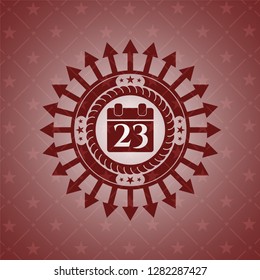 calendar icon inside red emblem