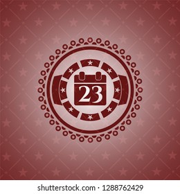 calendar icon inside red emblem