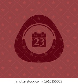 calendar icon inside red emblem. Vintage.