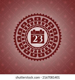 calendar icon inside red emblem. Vintage.. 