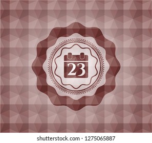 calendar icon inside red geometric emblem. Seamless.