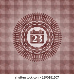 calendar icon inside red geometric pattern emblem. Seamless.