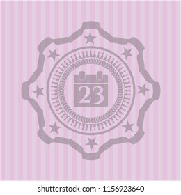 calendar icon inside retro pink emblem