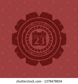 calendar icon inside retro red emblem