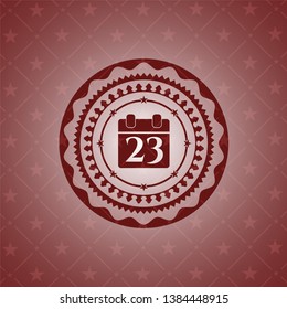 calendar icon inside retro red emblem