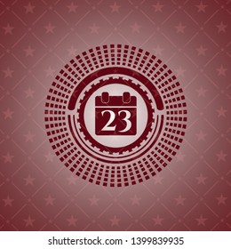 calendar icon inside retro red emblem