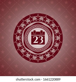 calendar icon inside retro red emblem