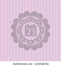 calendar icon inside retro style pink emblem