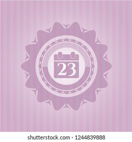 calendar icon inside retro style pink emblem