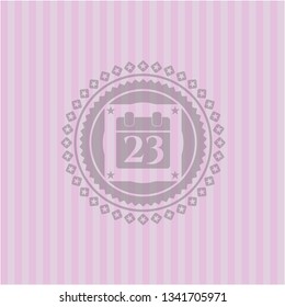 calendar icon inside retro style pink emblem