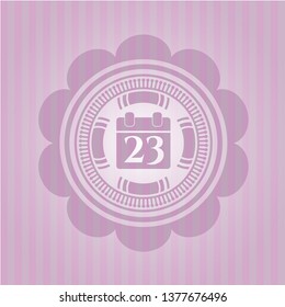 calendar icon inside retro style pink emblem