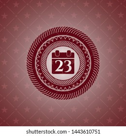 calendar icon inside retro style red emblem