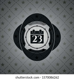 calendar icon inside retro style black emblem