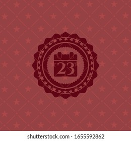 calendar icon inside retro style red emblem