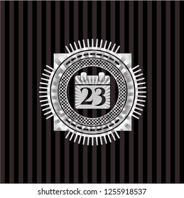 calendar icon inside silver badge or emblem