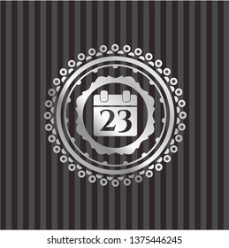 calendar icon inside silver shiny badge