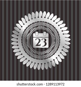 calendar icon inside silvery badge or emblem