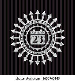 icono de calendario dentro del emblema o placa de plata