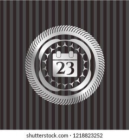 calendar icon inside silvery shiny emblem