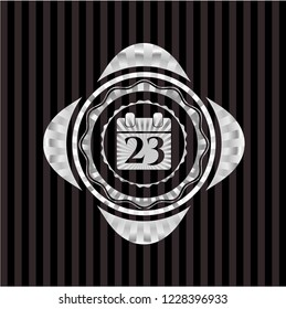 calendar icon inside silvery shiny emblem