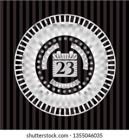 calendar icon inside silvery shiny emblem