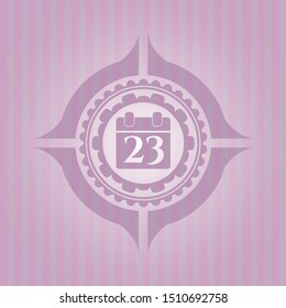 calendar icon inside vintage pink emblem