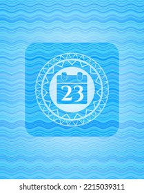 calendar icon inside water concept emblem. 