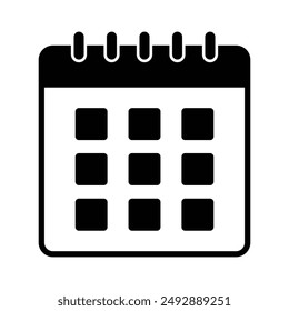 Kalender-Symbol isolierter Hintergrund. Kalendersymbol für Web, Social Media, Zeit, Unternehmen, Paket, Kalenderzeichen, Vektorillustration.