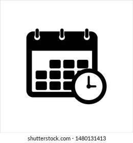 Calendar icon isolated black on white Background, 