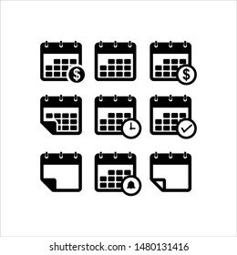 Calendar icon isolated black on white Background, 